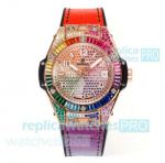 MS Factory Hublot Big Bang One Click Rose Gold Rainbow Diamond Swiss Replica Watch 39MM